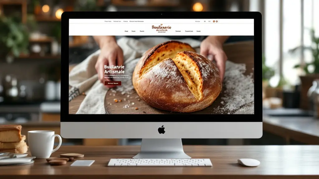 Site internet d'une boulangerie artisanale, vue de la page d'accueil