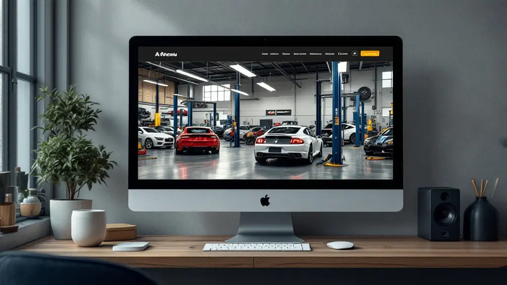 Site professionnel d'un garage automobile, visibilité locale au menu